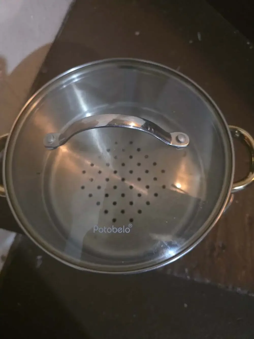 Potobelo Stainless Steel Steamer Pot Set with Glass Lid and 3-Ply Base